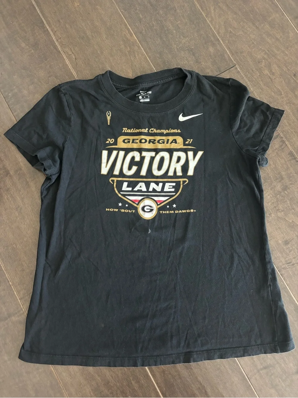 Nike Black Victory Lane Georgia Graphic Tee with Gold & White Accents